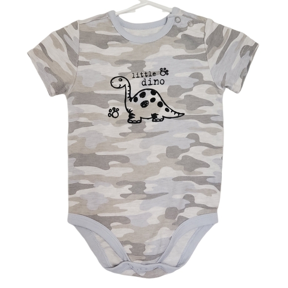 K1323 * Kids Headquarters Camo Little Dino Onesie Gray Size 12M - Picture 1 of 7